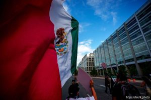 (Trent Nelson | The Salt Lake Tribune) 'No Kings' protest march in Salt Lake City, Saturday, June 14, 2025.