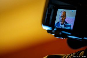 (Trent Nelson | The Salt Lake Tribune) House Speaker Mike Schultz, R-Hooper, meets with reporters at the Utah Capitol in Salt Lake City on Wednesday, June 18, 2025.