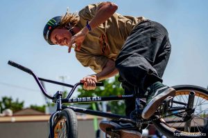 (Trent Nelson  |  The Salt Lake Tribune) Boyd Hilder in the BMX Street competition at the X Games in Salt Lake City on Friday, June 27, 2025.
