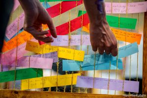 (Trent Nelson  |  The Salt Lake Tribune) Prayers for Pride, prayers and kind words left on paper slips at West Valley Pride, held at the Utah Cultural Celebration Center in West Valley City on Thursday, June 26, 2025.