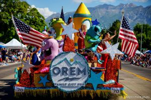 (Trent Nelson  |  The Salt Lake Tribune) A float from the city of Orem at the Grand Parade for AmericaÕs Freedom Festival in Provo on Friday, July 4, 2025.
