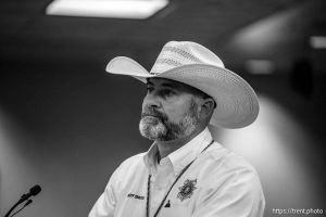 (Trent Nelson  |  The Salt Lake Tribune) Utah County Sheriff Mike Smith during a meeting of the Utah County Commission in Provo on Wednesday, July 16, 2025.
