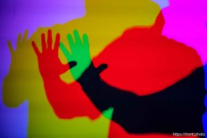 (Trent Nelson  |  The Salt Lake Tribune) Colored shadows at the Museum of Illusions in Salt Lake City on Thursday, July 17, 2025.