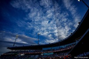 (Trent Nelson  |  The Salt Lake Tribune) Salt Lake Bees vs the Las Vegas Aviators, baseball at The Ballpark at America First Square in South Jordan on Saturday, Aug. 9, 2025.