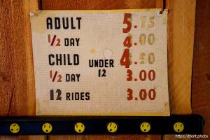 (Trent Nelson  |  The Salt Lake Tribune) Signs in the Nelson Lodge at Snowland ski area in Fairview Canyon on Tuesday, Aug. 12, 2025.