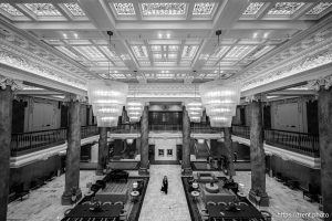 (Trent Nelson  |  The Salt Lake Tribune) The renovated lobby of the Joseph Smith Memorial Building in Salt Lake City on Thursday, Aug. 14, 2025.