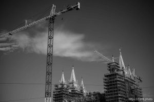 (Trent Nelson  |  The Salt Lake Tribune) Construction of the LDS Temple in Salt Lake City on Thursday, Aug. 14, 2025.