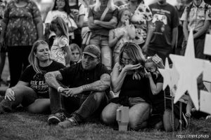 (Trent Nelson  |  The Salt Lake Tribune) A vigil is held in Tremonton on Tuesday, Aug. 19, 2025 to honor two city police officers who were killed and a sheriff’s deputy who was wounded two days earlier in a shooting.