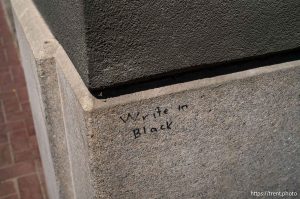 write in black, graffiti, Salt Lake City, on Thursday, Aug. 7, 2025.