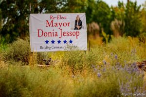 Donia Jessop campaign sign, Hildale on Thursday, Sept. 18, 2025.
