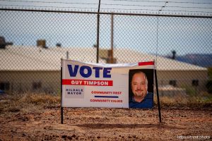 Guy Timpson campaign sign, Hildale on Thursday, Sept. 18, 2025.