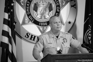 (Trent Nelson  |  The Salt Lake Tribune) Washington County Sheriff Nate Brooksby describes the surrender of Tyler Robinson at a news conference in Hurricane on Wednesday, Sept. 17, 2025.