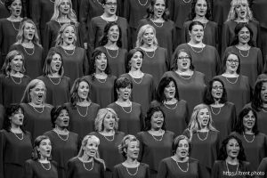 (Trent Nelson  |  The Salt Lake Tribune) Choir members during a session of General Conference of The Church of Jesus Christ of Latter-day Saints at the Conference Center in Salt Lake City, Sunday, Oct. 5, 2025.