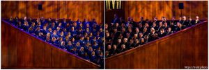 (Trent Nelson  |  The Salt Lake Tribune) Choir members during a session of General Conference of The Church of Jesus Christ of Latter-day Saints at the Conference Center in Salt Lake City, Sunday, Oct. 5, 2025.
