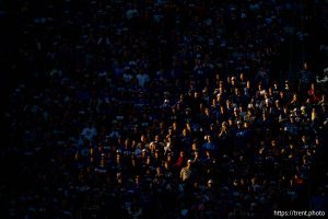 (Trent Nelson  |  The Salt Lake Tribune) Fans as BYU hosts Utah, NCAA football at LaVell Edwards Stadium in Provo on Saturday, Oct. 18, 2025.