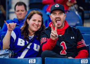 (Trent Nelson  |  The Salt Lake Tribune) Fans as BYU hosts Utah, NCAA football at LaVell Edwards Stadium in Provo on Saturday, Oct. 18, 2025.