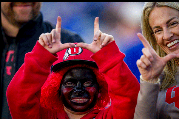 (Trent Nelson  |  The Salt Lake Tribune) Fans as BYU hosts Utah, NCAA football at LaVell Edwards Stadium in Provo on Saturday, Oct. 18, 2025.