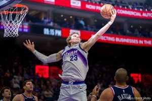 (Trent Nelson  |  The Salt Lake Tribune) Utah Jazz forward Lauri Markkanen (23) as the Utah Jazz host the LA Clippers, NBA basketball in Salt Lake City on Wednesday, Oct. 22, 2025.