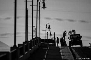 (Trent Nelson  |  The Salt Lake Tribune) Overpass protest in West Valley City on Friday, Oct. 31, 2025.