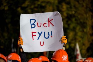 (Trent Nelson  |  The Salt Lake Tribune) Utah fans during the broadcast of ESPN’s ‘College GameDay’ at the University of Utah in Salt Lake City on Saturday, Nov. 1, 2025.