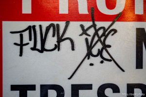 fuck ICE, State Street in Salt Lake City on Wednesday, Nov. 19, 2025.