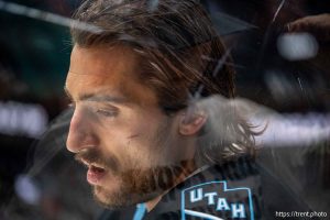 (Trent Nelson  |  The Salt Lake Tribune) Utah Mammoth left wing Brandon Tanev (13) during warmups, as the Utah Mammoth host the New York Rangers in Salt Lake City on Saturday, Nov. 22, 2025.