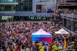 (Trent Nelson  |  The Salt Lake Tribune) Charlie Kirk appears at Utah Valley University in Orem on Wednesday, Sept. 10, 2025. He was shot minutes later.