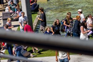 (Trent Nelson  |  The Salt Lake Tribune) People react after Charlie Kirk is shot during an appearance at Utah Valley University in Orem on Wednesday, Sept. 10, 2025.