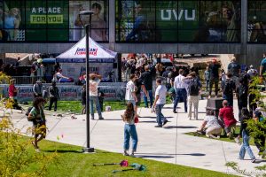 (Trent Nelson  |  The Salt Lake Tribune) People react after Charlie Kirk is shot during an appearance at Utah Valley University in Orem on Wednesday, Sept. 10, 2025.