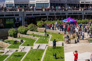 (Trent Nelson  |  The Salt Lake Tribune) The scene after Charlie Kirk was shot during an appearance at Utah Valley University in Orem on Wednesday, Sept. 10, 2025.