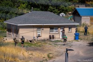 (Trent Nelson  |  The Salt Lake Tribune) Law enforcement conducts a search of the Utah Valley University campus after Charlie Kirk was shot, in Orem on Wednesday, Sept. 10, 2025.