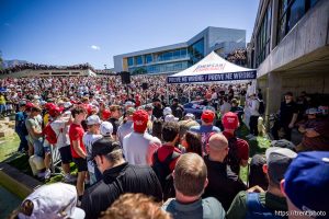(Trent Nelson  |  The Salt Lake Tribune) Charlie Kirk appears at Utah Valley University in Orem on Wednesday, Sept. 10, 2025. He was shot minutes later.