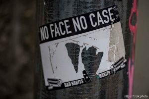 no face no case sticker in Salt Lake City on Friday, Dec. 5, 2025.