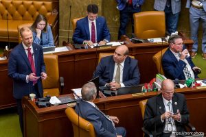 (Trent Nelson  |  The Salt Lake Tribune) Rep. Jordan Teuscher, R-South Jordan, talks about HB2001, a repeal of the anti-public union bill during a special session at the Utah Capitol in Salt Lake City on Tuesday, Dec. 9, 2025.