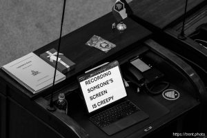 (Trent Nelson  |  The Salt Lake Tribune) The desk of Sen. Daniel McCay, R-Riverton, in the Senate Chamber during a special session at the Utah Capitol in Salt Lake City on Tuesday, Dec. 9, 2025.