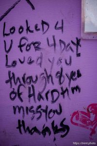 (Trent Nelson  |  The Salt Lake Tribune) A message left at the Sugarhouse Community Fridge in Salt Lake City on Friday, Dec. 12, 2025.
