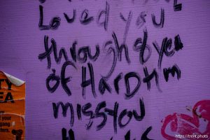 (Trent Nelson  |  The Salt Lake Tribune) A message left at the Sugarhouse Community Fridge in Salt Lake City on Friday, Dec. 12, 2025.
