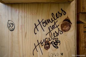 (Trent Nelson  |  The Salt Lake Tribune) Messages left at the Sugarhouse Community Fridge in Salt Lake City on Friday, Dec. 12, 2025.