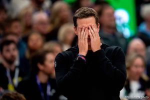 (Trent Nelson  |  The Salt Lake Tribune) Utah Jazz head coach Will Hardy as the Utah Jazz host the Dallas Mavericks, NBA basketball in Salt Lake City on Monday, Dec. 15, 2025.