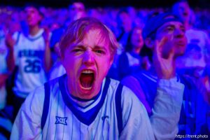 (Trent Nelson  |  The Salt Lake Tribune) BYU fans as BYU hosts Pacific, NCAA basketball in Provo on Tuesday, Dec. 16, 2025.