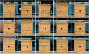 boarded up doorways in Salt Lake City on Friday, Dec. 26, 2025.