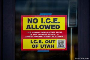 (Trent Nelson  |  The Salt Lake Tribune) A sign reads, 