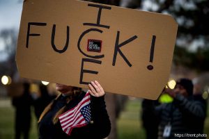 anti-ICE rally, Pioneer Park, Salt Lake City, Thursday January 8, 2026.