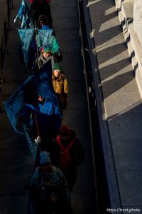 (Trent Nelson  |  The Salt Lake Tribune) A vigil for the Great Salt Lake at the Utah Capitol in Salt Lake City on Tuesday, Jan. 20, 2026. The event and march around the building were organized by the Making Waves Artist Collaborative.