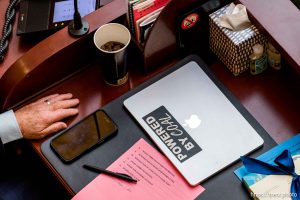 (Trent Nelson  |  The Salt Lake Tribune) A sticker reads 