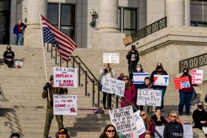 (Trent Nelson  |  The Salt Lake Tribune) Anti-ICE protest at the Utah Capitol in Salt Lake City on Tuesday, Jan. 20, 2026.
