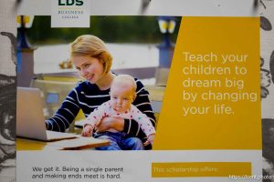 pin holes on poster, at LDS meetinghouse in Lehi on Saturday, Jan. 24, 2026.