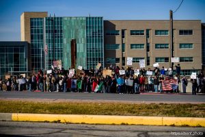 (Trent Nelson  |  The Salt Lake Tribune) Students walk out of Hillcrest High School in Midvale on Friday, Jan. 30, 2026.