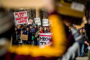 (Trent Nelson  |  The Salt Lake Tribune) An anti-ICE protest at City Hall in Salt Lake City on Friday, Jan. 30, 2026.