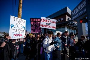 (Trent Nelson  |  The Salt Lake Tribune) Students walk out of Hillcrest High School in Midvale on Friday, Jan. 30, 2026.
